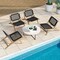 Teak Wood Patio Chair with Cordage Seat Reclining Back Outdoor Indoor Accent Seating